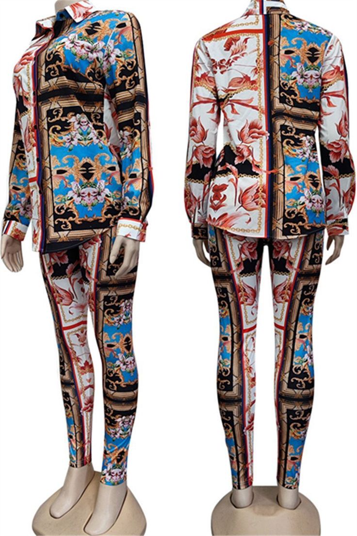 Get double the fun with our two-piece sets! Coordinate & make your outfit choice stress free. and totally on fleek. You can even mix and match your pieces.Details:Printed designThe mask is NOT includedComfortable fabricSpecifications:Fabric: spandex+venetian fabricSize: please check measurements carefullyPlease allow 0.5-1″ difference due to manual measurementDifferent monitor settings means colors may differ slightly1″ = 2.54cmSizeLengthBustWaistHipS29.1″+40.2″37.0&#8243 Casual Printed Long Sleeve Sets, Casual Two-piece Set For Fall, Trendy Two-piece Set With Long Sleeves, Casual Long Sleeve Printed Sets, Trendy Printed Sets For Spring, Trendy Printed Spring Sets, Casual Multicolor Long Sleeve Sets, Casual Long Sleeve Matching Set, Casual Multicolor Long Sleeve Pant Set