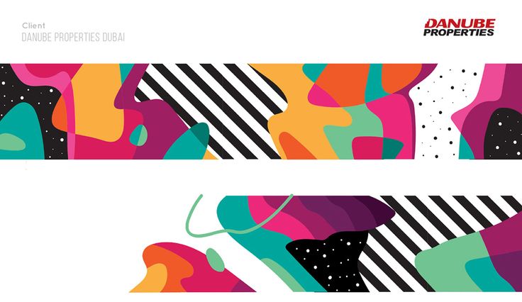 two abstract banners with different colors and shapes