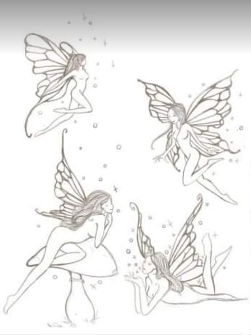 Fairy Sketch Tattoo, Cute Fairy Tattoo, Little Fairy Tattoo, Fairies Design, Fairy Tattoo Ideas, Fairies Tattoo, Acab Tattoo, Fairy Sketch, Fairy Tattoos