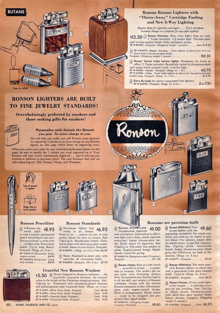 an old advertisement for some kind of lighters with different types of items in it