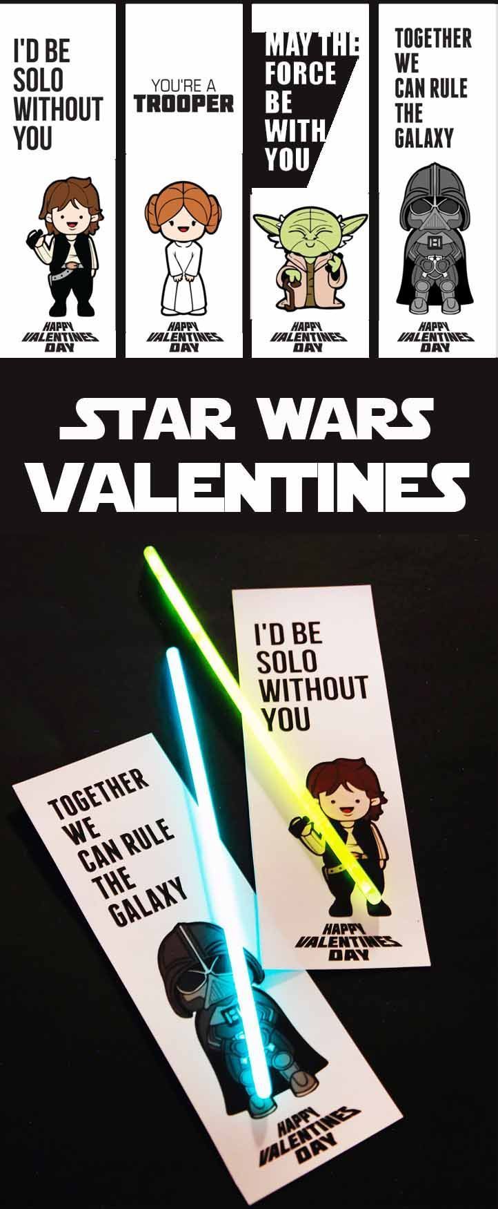 star wars valentine cards with the words, i'd be without you on them