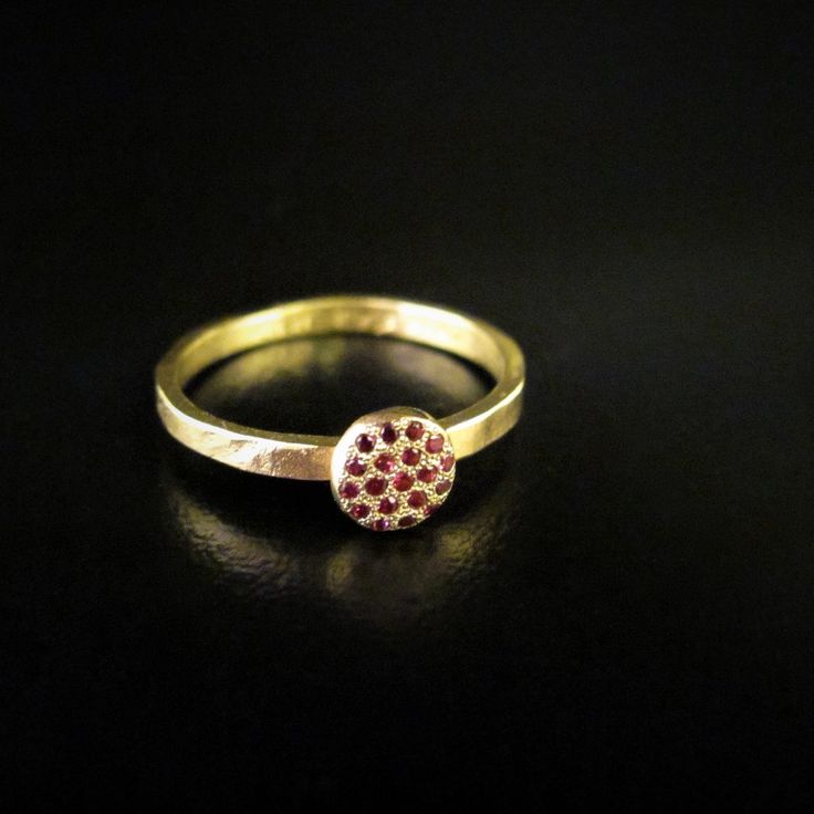 The Ring Made From 14 Karats Solid Yellow Gold. Ring Width: 0.07inch/ 2mm. 19 Ruby 0.19ct, 0.01ct Each. Figures 8-10 Show A Similar Ring With Diamonds. Handmade Ring With 19 Ruby. Wonderful Gift. Available In All Sizes, Color Gold, And Karat And Matte Or Shining Finish. If You Want A Custom Ring, Please Contact Me Before Purchase. Yellow Gold Hammered Stackable Rings, Hammered Gold Diamond Ring For Gifts, Wedding Stackable Ruby Rings In Gold, Yellow Gold Ruby Ring With Bezel Setting For Promise, 14k Gold Ruby Ring With Halo Setting, Formal Gold Stackable Ruby Rings, Gold Ruby Rings With Round Band, Red 14k Gold Stackable Rings Fine Jewelry, Gold Ruby Ring With Halo Setting In 14k Gold