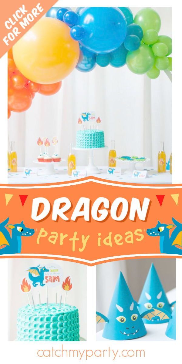 an orange and blue birthday party with balloons