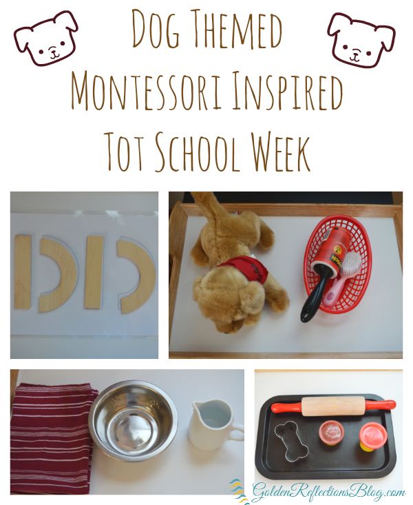 a collage of photos with the words dog themed montessori inspired to school week