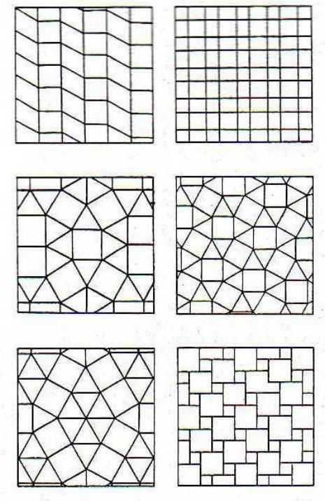 four different types of window panes with black and white lines on them, each one has