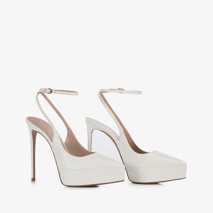 Paper white leather platform slingback - Le Silla How To Clean Crystals, Bridal Bag, Platform Flats, Mid Heel Sandals, Cream Shoes, The Boutique, Boots And Sneakers, Personal Shopper, Mid Heel