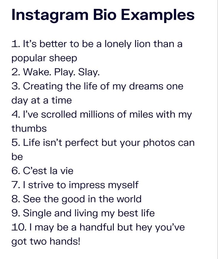 the instagram bio examples list