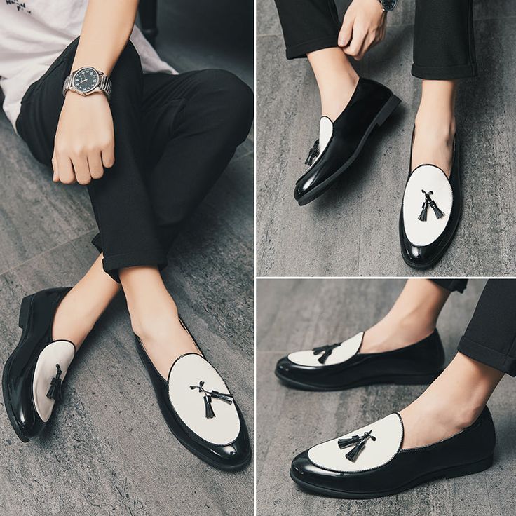 Lining Material: Genuine Leather Season: Spring/Autumn Pattern Type: Solid Insole Material: Rubber Item Type: casual shoes Closure Type: Lace-up Heel Height: Med (1cm-3cm) Black Formal Slip-ons For Summer, White Leather Shoes With Round Toe For Party, Black Flat Loafers For Party, Flat Black Loafers For Party, White Round Toe Leather Shoes For Party, White Round Toe Leather Party Shoes, Leather Tassel Loafers With Round Toe For Party, Black Loafers For Spring Party, Party Leather Tassel Loafers With Round Toe