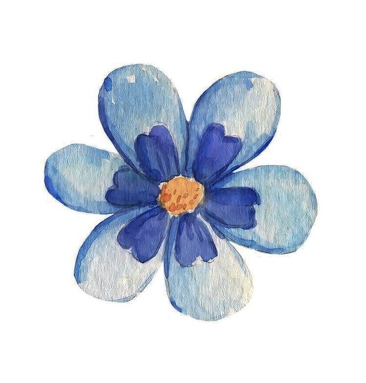 a blue and white flower on a white background