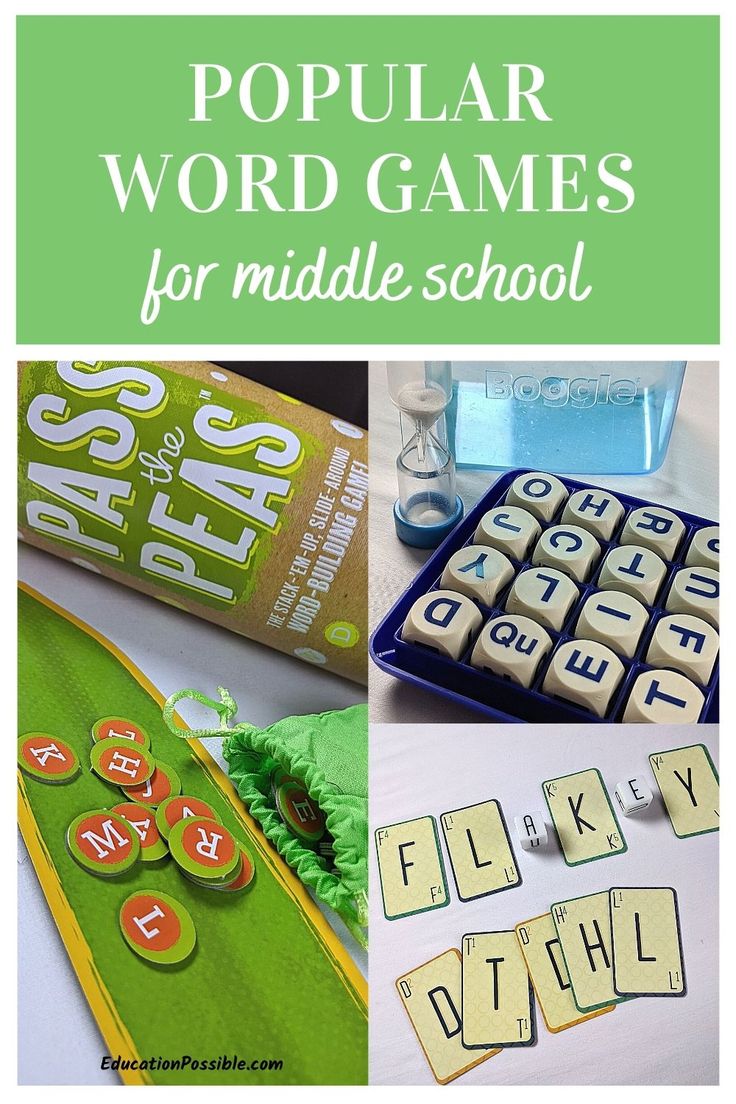 several different types of word games for middle school and high school students to play with