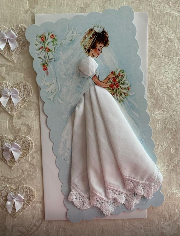 a wedding card with an image of a bride