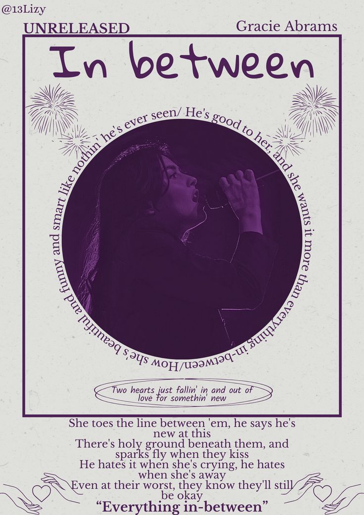 a poster with an image of a woman singing into a microphone and the words in between