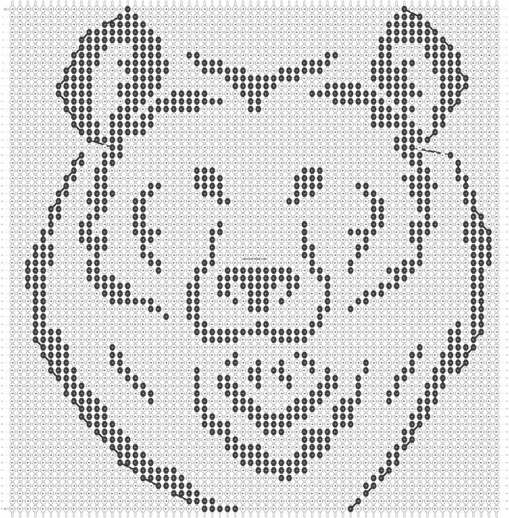 a cross stitch pattern with a bear's head in the shape of a heart