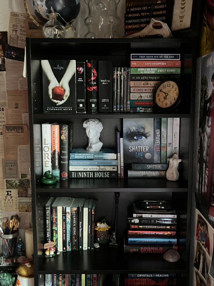 a book shelf filled with lots of books