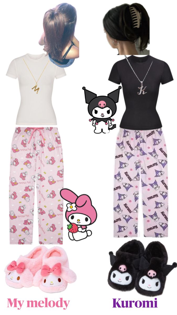 Kuromi Matching, My Melody Outfit, Kuromi Outfit, My Melody And Kuromi, Melody And Kuromi, Bff Matching Outfits, Matching Fits, Bff Matching, Matching Outfits Best Friend