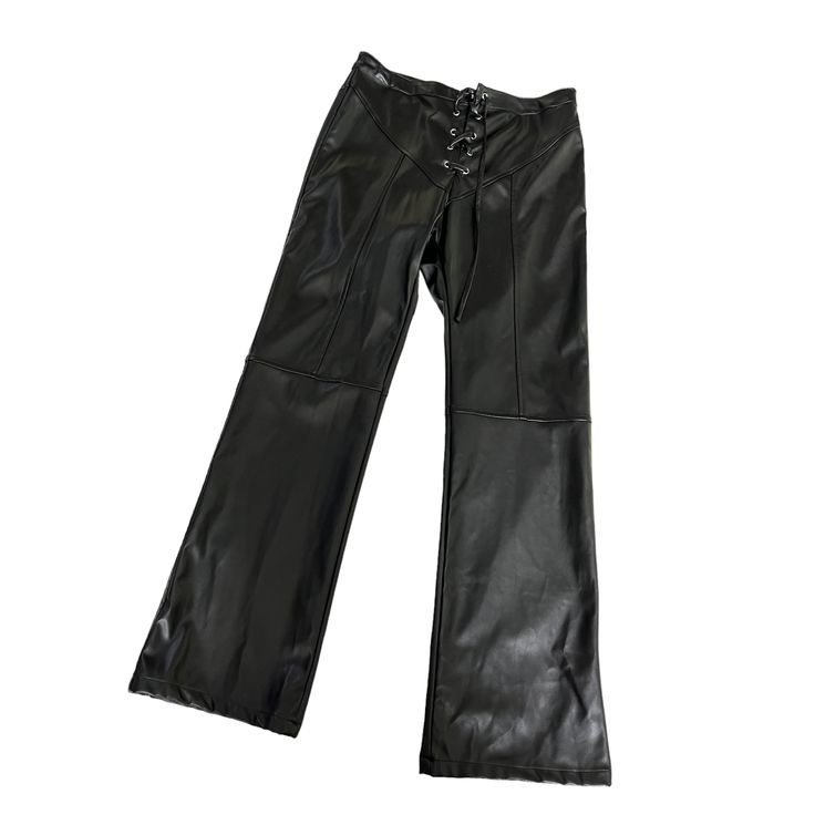 EB Denim Faux Leather Lace Up Pants in BlackSize XLColor BlackPreloved**The pants had a small tear in the crotch area, but it was professionally repaired.Approx. Measurements Inseam 31.5" Rise 12.5"Waist 17"Website DetailsFace: 100% polyurethaneBack: 100% polyMade in USAWipe cleanFront lace-up closureBack patch pocketsFaux leatherItem not sold as a set14" at the knee breaks to 15" at the leg openingRevolve Style No. EBDR-WP1Manufacturer Style No. LACEUPS Edgy High Waist Leather Bottoms, Leather Wide Leg Streetwear Bottoms, Leather Wide Leg Bottoms For Streetwear, Faux Leather Wide Leg Bottoms For Streetwear, Wide Leg Leather Bottoms For Streetwear, Wide Leg Faux Leather Bottoms For Streetwear, Chic Leather Pants For Streetwear, Edgy Leather Straight Leg Bottoms, Edgy Leather Straight Pants