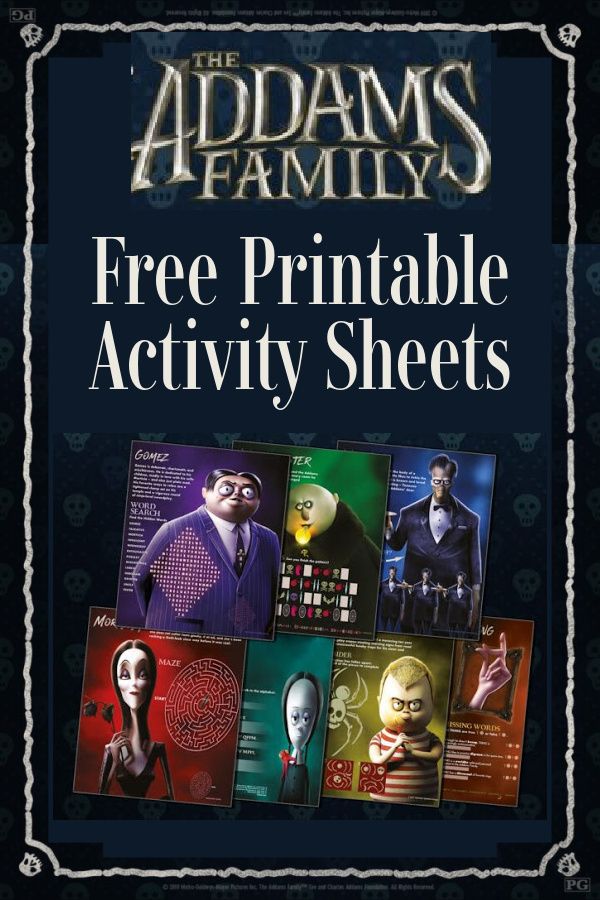 the addams family free printable activity sheets