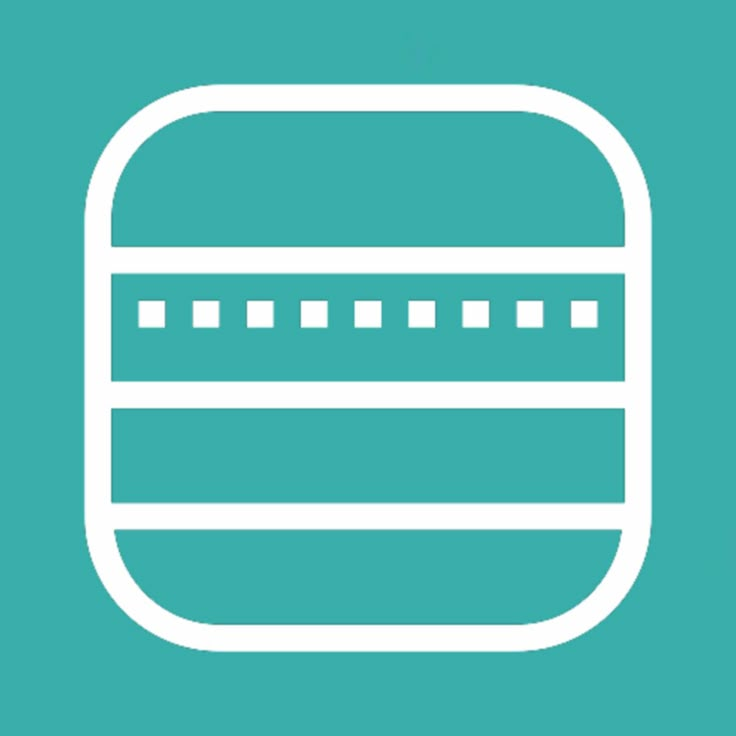 a blue square with white lines in the center on a teal green background that is part of an app icon