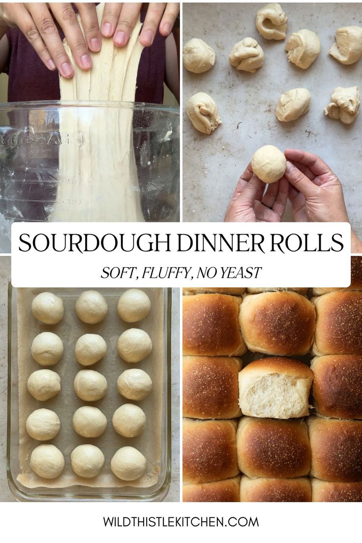 the collage shows different types of rolls, doughnuts and other food items