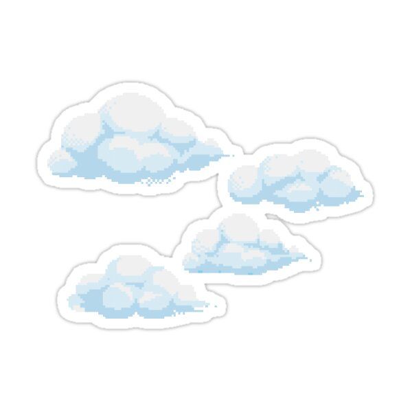 three clouds stickers on a white background