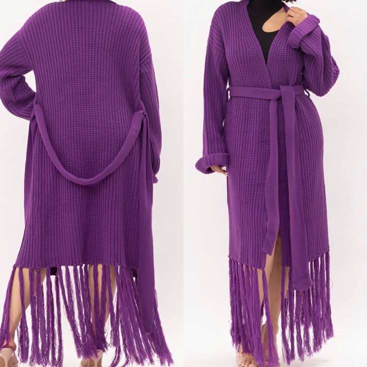 Brand New ! Size Small Fits Like A Medium/Large. Perfect For Fall/Winter Weather. Maybe Worn As A Dress Or Over Clothing. Soft And Comfy:) Winter Chic Purple Cardigan, Winter Purple Open Front Cardigan, Purple Open Front Winter Outerwear, Long Purple Cardigan For Fall, Mesh Cardigan, White Sweater Cardigan, Patchwork Cardigan, Sweaters Cardigan, Open Front Sweater