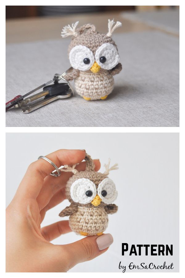 crocheted owl keychain pattern by en - siccrochet