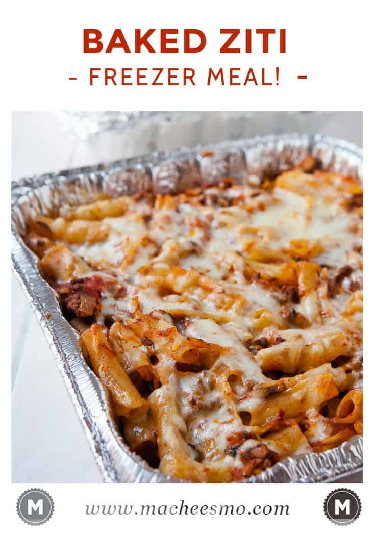 baked ziti - freezer meal with text overlay