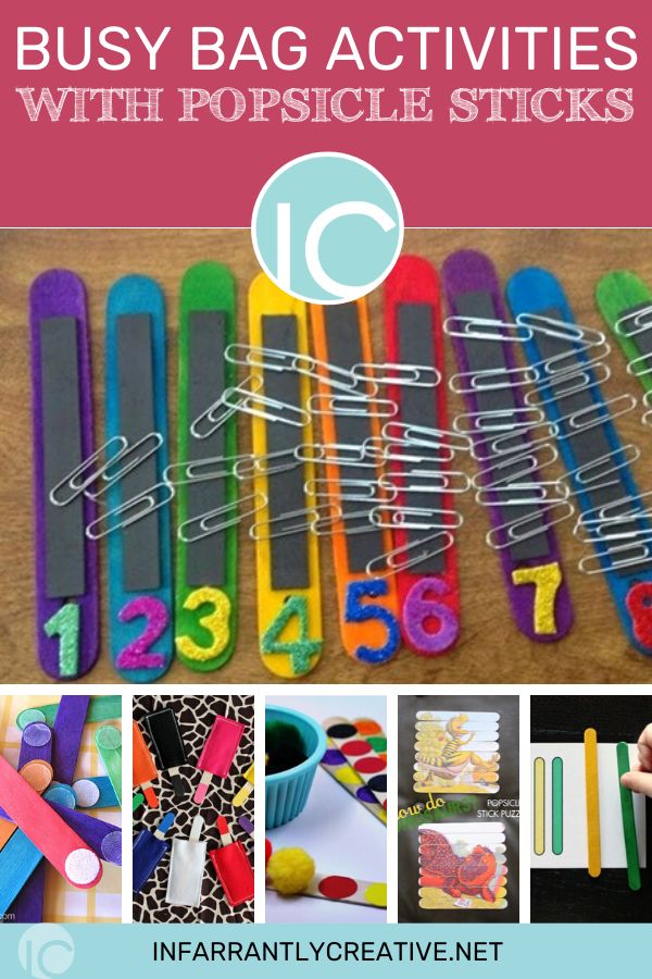 I have rounded up several busy bag activities that all use popsicle sticks. Popsicle sticks can be found pretty much anywhere and cost pennies, and these projects are all super simple to make. #busybags #toddler #toddlerlife #tutorial Preschool Popsicle, Busy Bag Activities, Handprint Ideas, Crafts Toddlers, Toddler Busy Bags, Bag Sewing Tutorial, Homemade Things, Creative Kids Crafts, Busy Boxes