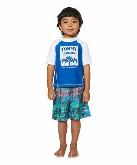 Tommy Bahama Brand Toddler Boys 2 Pc  Rash Guard Swimsuit Set   Size: 24 Months Color:   White/Blue Rash Guard Shirt/Multi print shorts Condition:  New with tags Fabric:  Polyester/Spandex MSRP:  $40.00   UP for auction today is a NWT toddler boys sizing Tommy Bahama surf brand two piece rash guard swimsuit set.  Rash guard is short sleeved Swim trunks have back elastic waist with front tacked waist Allover print on shorts    Please ask questions before bidding.  All items come from a clean, smo Surf Brands, Rashguard Swimsuit, Swimsuit Set, Print Shorts, Baby & Toddler Clothing, Rash Guard, Tommy Bahama, Swim Trunks, Swim Shorts