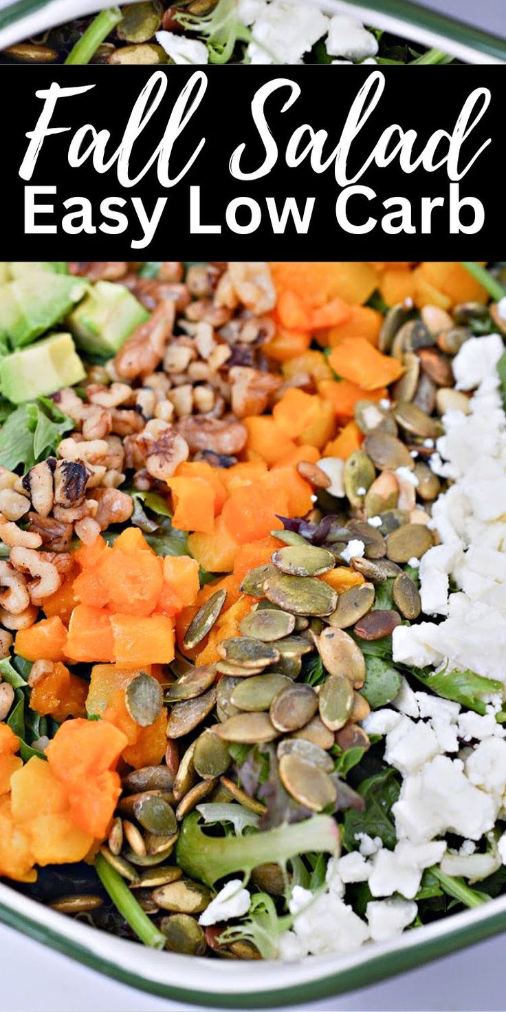 a salad with pumpkins, spinach and feta cheese on it in a bowl