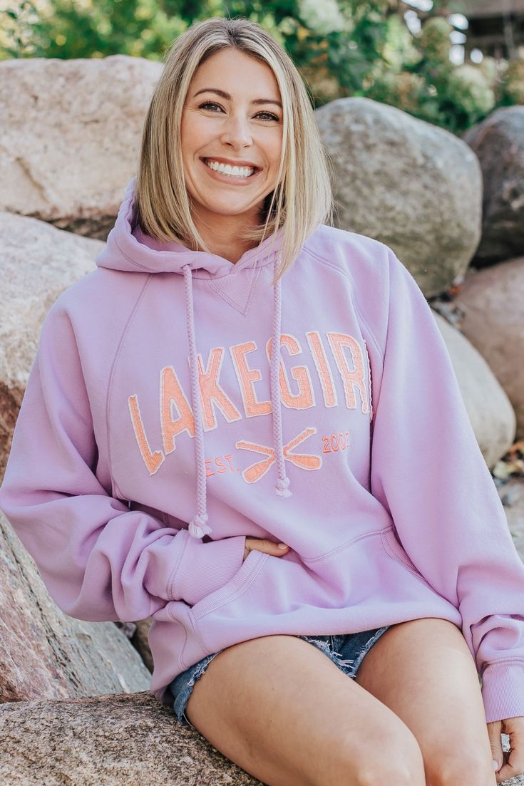 One of our favorite sweatshirts is back in wisteria with an melon applique design! A little over-sized, a lot cozy. 80% cotton, 20% polyester Relaxed Fit Size Chart Lake Girl, Teen Outfits, Applique Designs, Wisteria, Fleece Hoodie, Outfits For Teens, Lifestyle Brands, Melon, Autumn Winter Fashion