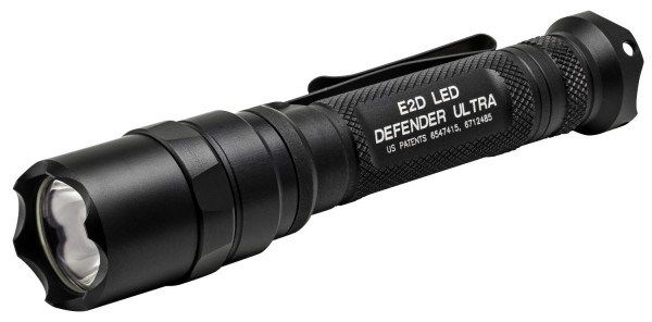 an led flashlight on a white background with the words,'ed led defender ultra '