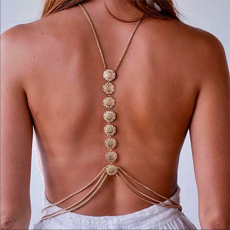 Multilayered Body Chain Gold Plated Jóias Body Chains, Harness Style, Body Necklace Chain, Backdrop Necklace, Body Necklace, Gold Body Chain, Chain Bra, Back Necklace, Body Chains