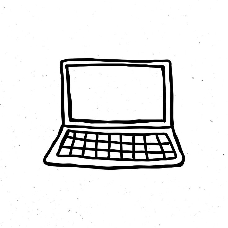 a black and white drawing of a laptop