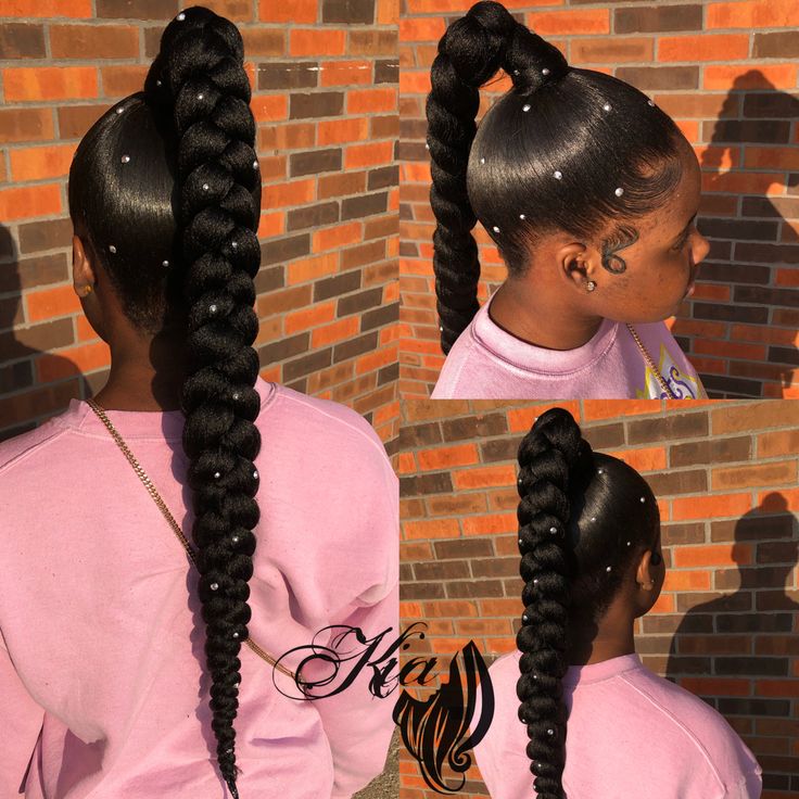 One Braided Ponytail Hairstyles, Ponytail With Diamonds, One Braided Ponytail, Cute Updos For Black Women, Sleek Ponytail Braid, Slick Back Braided Ponytail, High Sleek Ponytail, Ponytails Hairstyles, Cornrows Natural