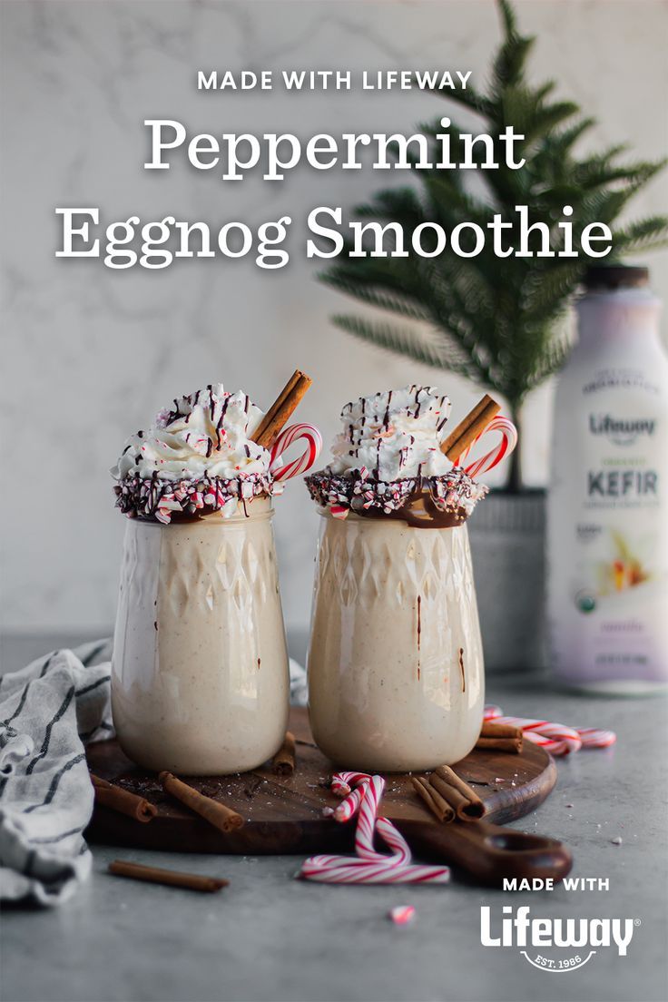 If you’re looking for a seasonal sip with benefits, whip up this Probiotic Peppermint Eggnog Smoothie made with Lifeway Kefir. It has some of your favorite festive flavors and baking spices, plus a little kefir to keep your immune system on the Nice List. So spread some holiday cheer and blend a batch of these delicious smoothies for everyone in your house, because good health is the gift that keeps on giving. Eggnog Smoothie, Peppermint Eggnog, Delicious Smoothies, Milk Kefir, Best Christmas Recipes, Prebiotics And Probiotics, Probiotic Foods, Nice List, Cheese Lover