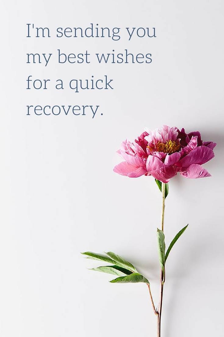 a pink flower sitting on top of a white table next to a quote that reads, i'm sending you my best wishes for a quick recovery