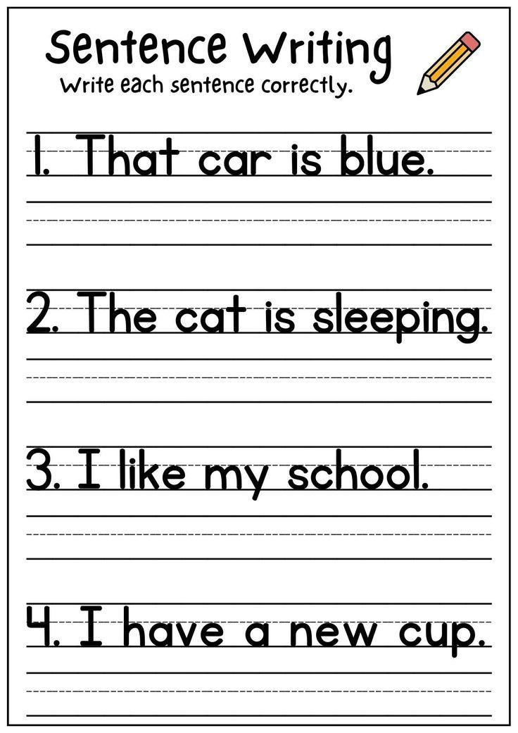 sentence writing worksheet with the words that can be used to teach children how to write