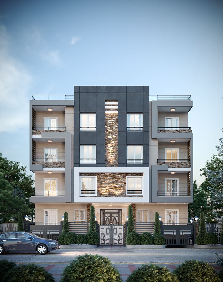 an artist's rendering of a two story apartment building