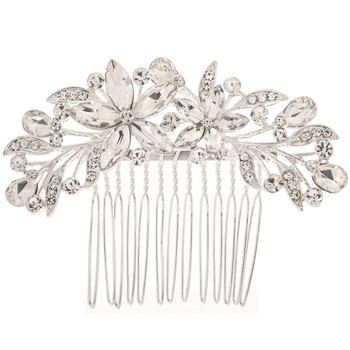 Rhinestone Flower Hair Comb will ensure that you create a unique hairstyle for your special day! Featuring a metal comb with rhinestones arranged in flower shapes, these combs can be customized and embellished any way you see fit. Attach gorgeous pearls to them and glide them into your perfect wedding day hairstyle!     Dimensions:    Length: 2 3/4"  Width: 3 3/4"      Package contains 1 comb. Wedding Day Hairstyle, Gold Bridesmaid Bracelet, Flower Shapes, Metal Comb, Flower Hair Comb, Wedding Top, Wedding Hairstyles Updo, Rhinestone Flower, Bridesmaid Bracelet