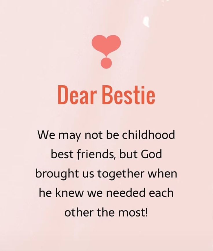 a pink background with the words dear bestie on it and a red heart in the middle