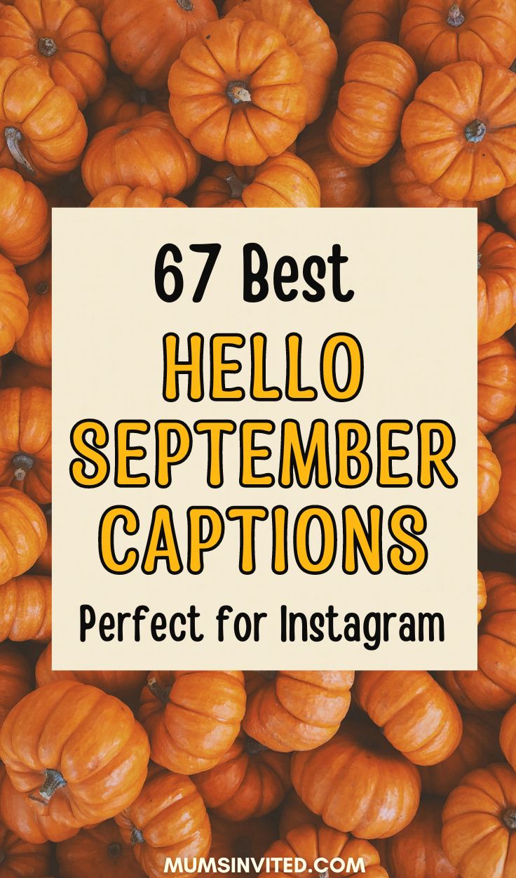 a pile of pumpkins with the words, hello september captions perfect for instagram