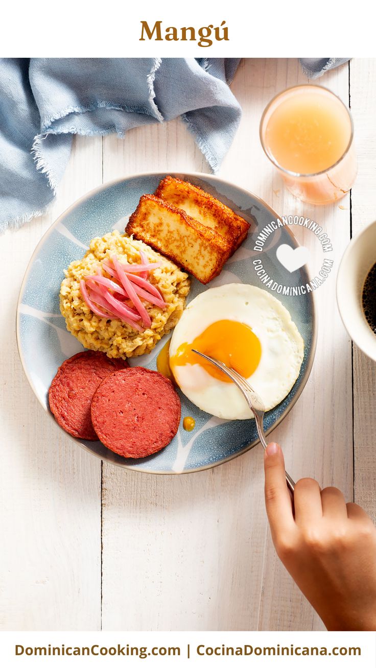 a plate with eggs, toast and sausage on it