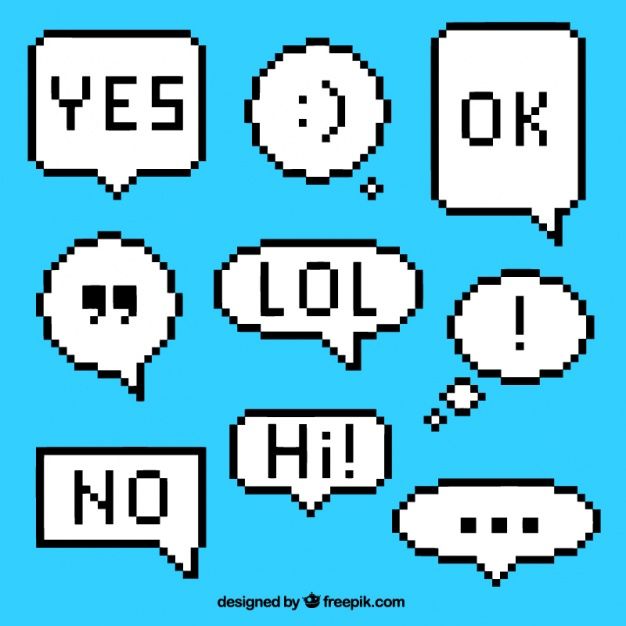 pixel style speech bubbles with different expressions