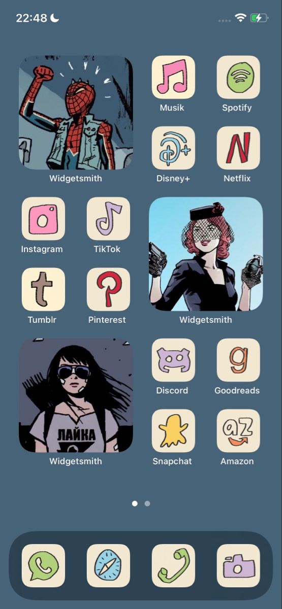 an iphone screen with some cartoon characters on it