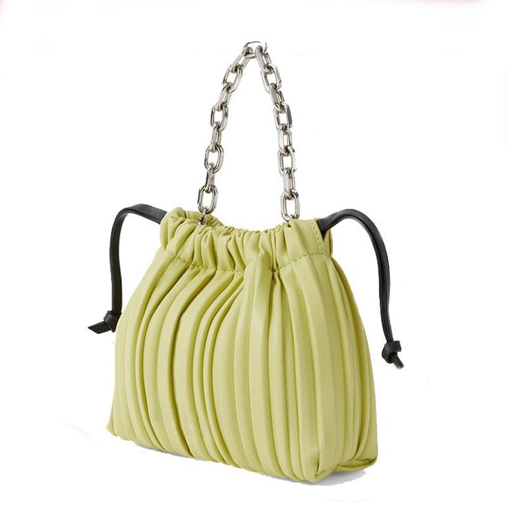 Brand Name: luyoShape: BucketHandbags Type: Shoulder BagsTypes of bags: Shoulder BagsOrigin: CN(Origin)Main Material: PUClosure Type: HaspHardness: SOFTExterior: Solid BagStyle: FashionModel Number: white Lining Material: PolyesterOccasion: BusinessGender: GirlsPattern Type: PleatedNumber of Handles/Straps: SingleInterior: No PocketDecoration: Furstyle 0: women's shoulder bag fabric texture : PU luggage fashion style: bucket bag hardness : soft lifting parts : ruan ba Girls Messenger Bag, Women Backpack Travel, Backpack Clothes, Bag Badges, Vintage Crossbody Bag, Yellow Handbag, Bags For Teens, Handbags Casual, Handbags Women