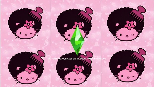 hello kitty haircuts with pink flowers and green leaves on them, all in different styles