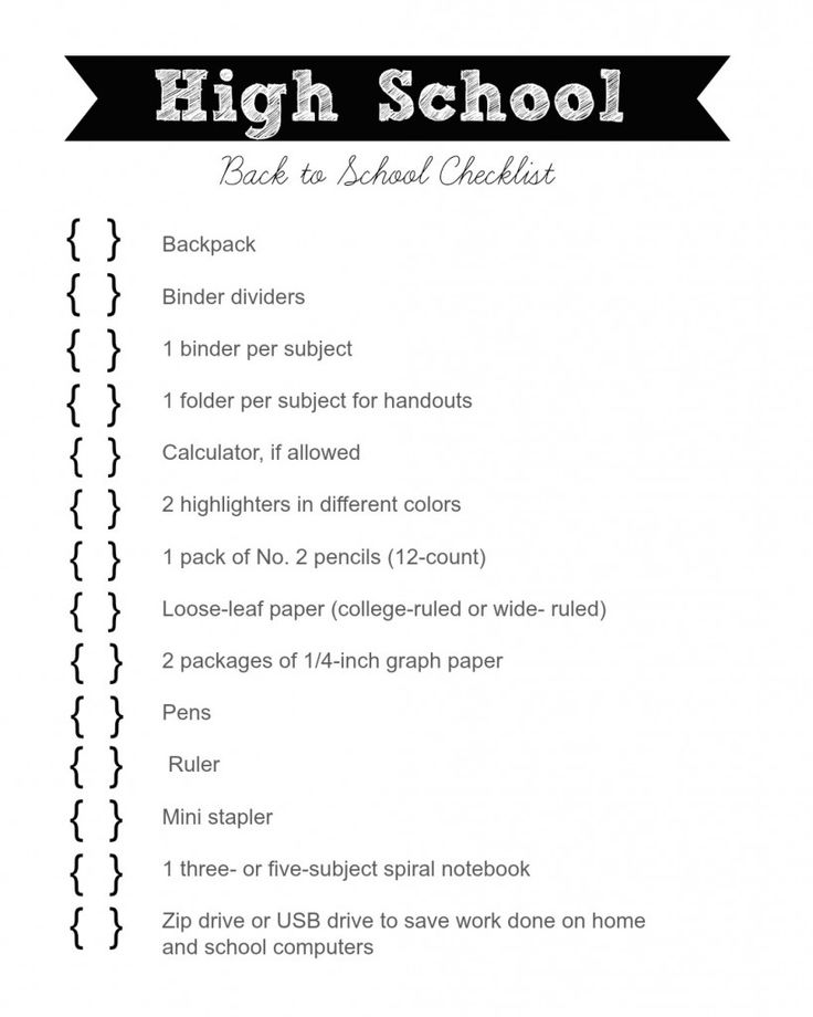 the back to school checklist for high school students is shown in black and white