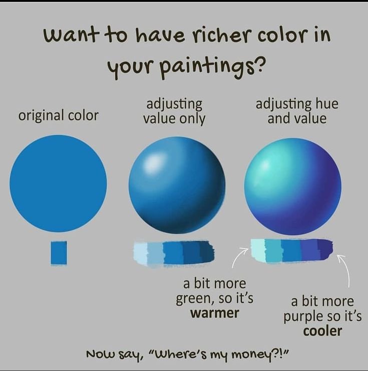 three different shades of blue and green with the words what to have richer color in your paintings?