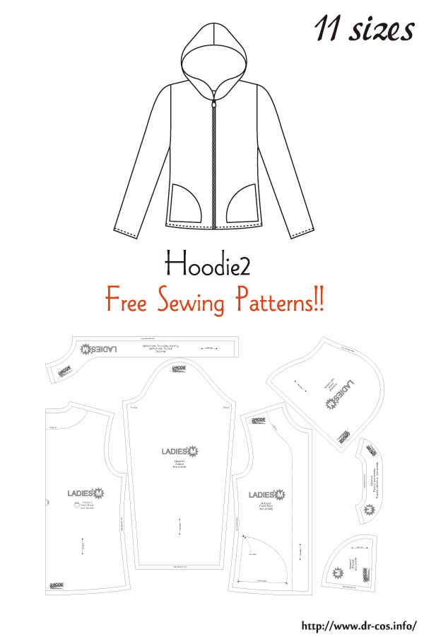 the hoodie sewing pattern is shown with instructions to sew it and how to use it